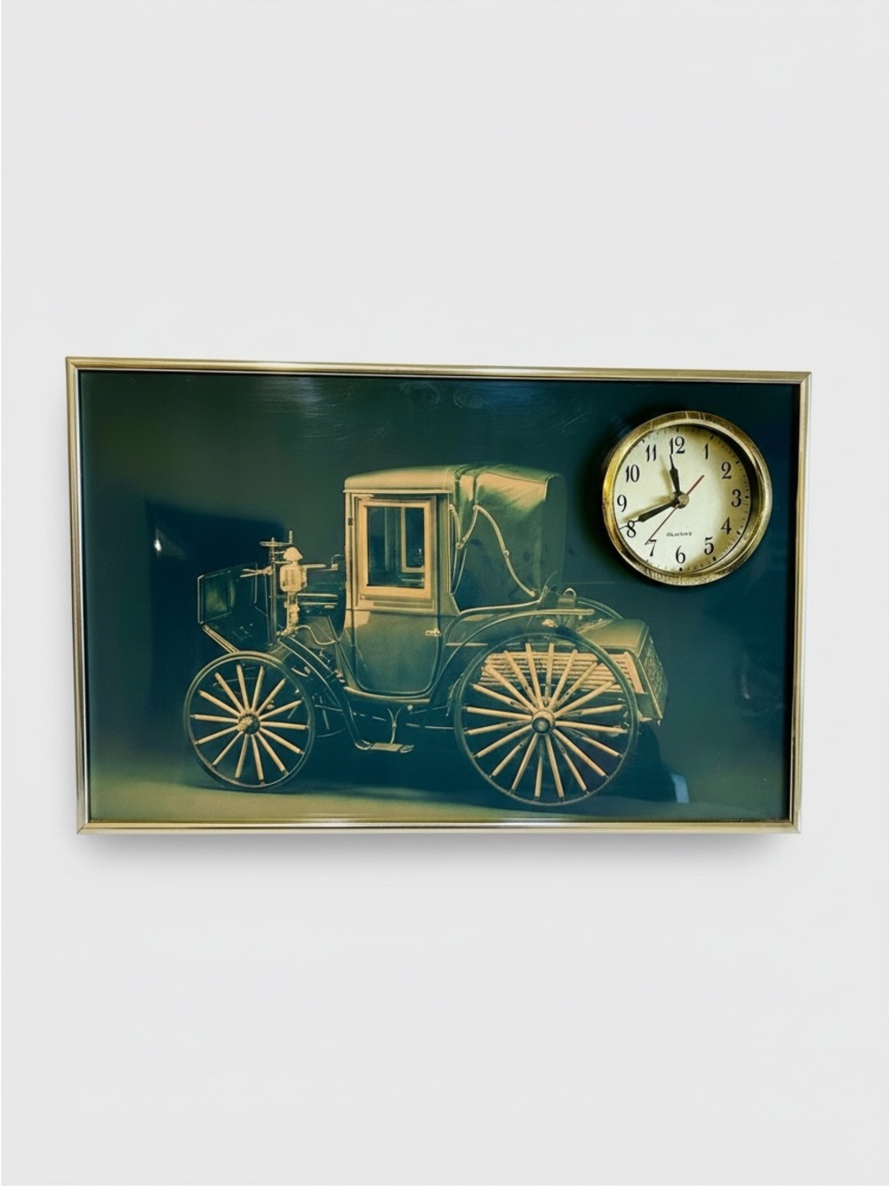 Vintage Old Car Picture With Built In Working Clock